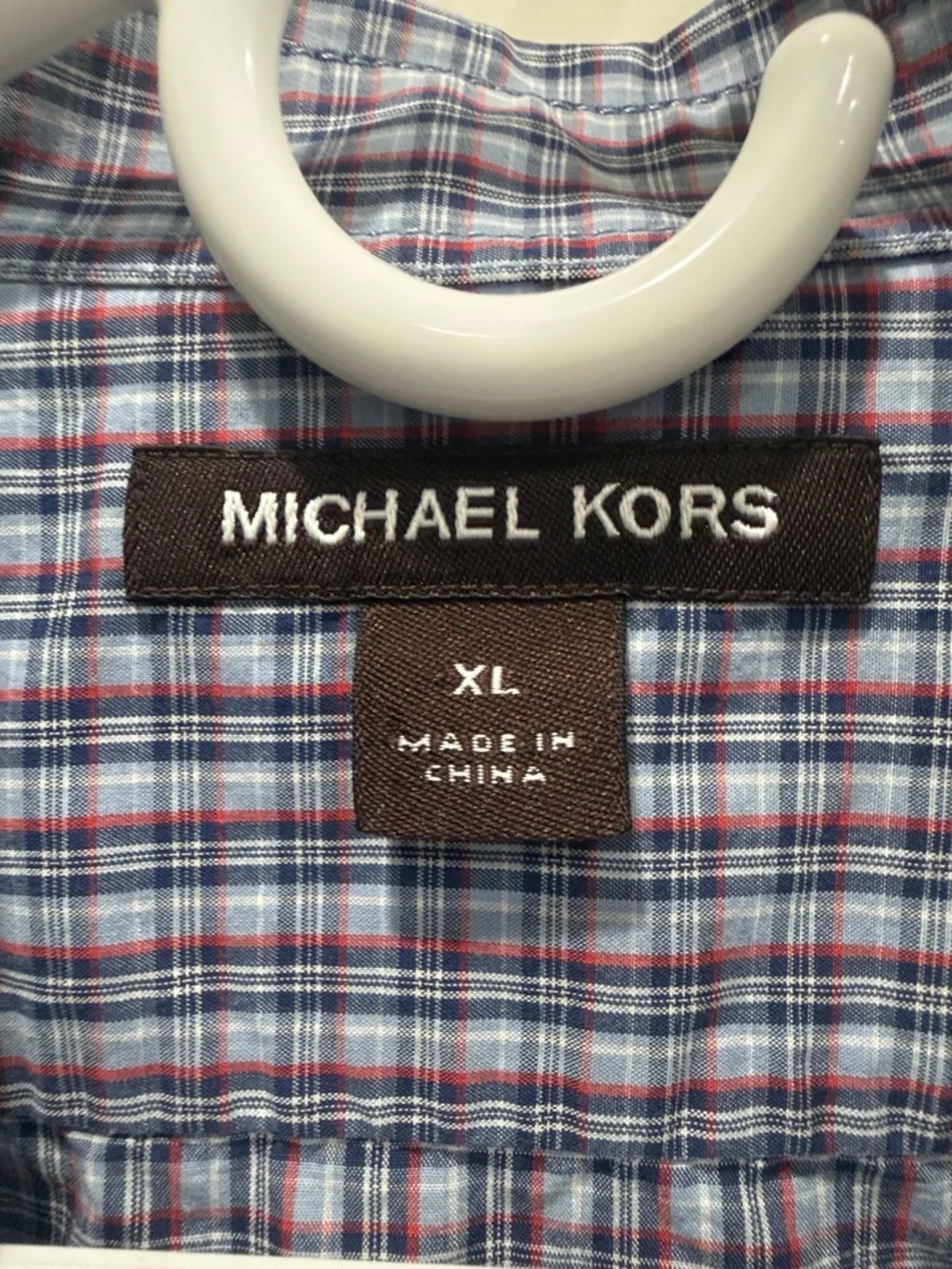 Michael Kors Men's Blue Plaid Button-Down Shirt - Picture 2 of 6